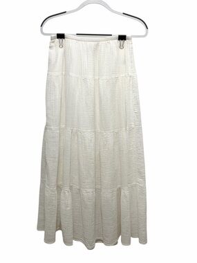Universal Thread Bright White Long Cottagecore Cotton Skirt - NWOT Small